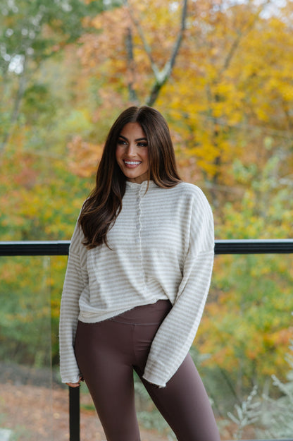 Mini Striped Cardigan- Cream